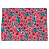 紅水色ペチュニア花柄 ラージペーパーバッグ (正面)