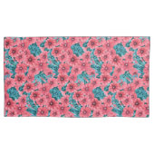 紅水色ペチュニア花柄 枕カバー (正面左)