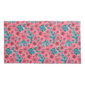 紅水色ペチュニア花柄 枕カバー (裏面-左)