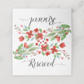 紅水色花華麗な結婚式予約 プレイスカード (外部開封)