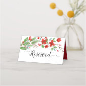 紅水色花華麗な結婚式予約 プレイスカード (裏面)