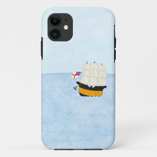 紅海に浮かぶ黒と黄色の帆船 Case-Mate iPhoneケース (裏面)