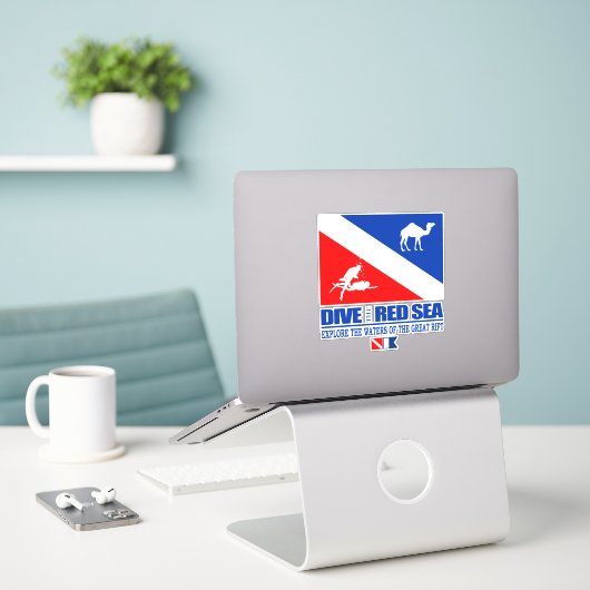 紅海に潜る シール (デスク上のノートパソコン)