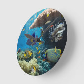 紅海、エジプトの珊瑚そして魚 ラウンド壁時計 (傾斜)