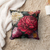紅牡丹とゴージャスな花の装飾用クッション クッション (ブランケット)