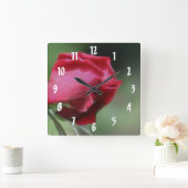 紅独身の薔薇花 スクエア壁時計 (ホーム)