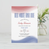 紅白とアメリカ国旗の水色 招待状 (スタンド正面)