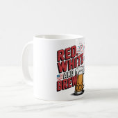 紅白とビールのマグアートを醸造 コーヒーマグカップ (正面左)