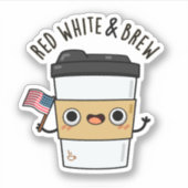 紅白とブリューおもしろいアメリカ国旗のコーヒーパン シール (正面)