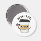 紅白とブリューおもしろいアメリカ国旗のコーヒーパン マグネット (正面/裏面)