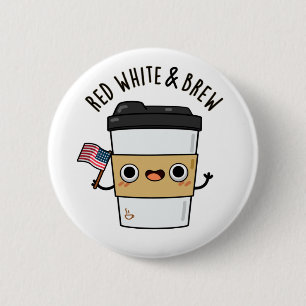 紅白とブリューおもしろいアメリカ国旗のコーヒーパン 缶バッジ