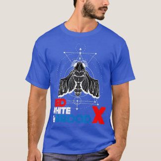 紅白とブロッドXセミ昆虫虫牧市田 Tシャツ