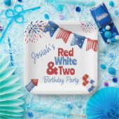 紅白と二つの誕生日パーティー ペーパープレート (パーティー)