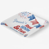 紅白と二つの誕生日パーティー ペーパープレート (傾斜あり)