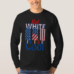 紅白と愛国的なクールポプシクル米国国旗の氷 Tシャツ
