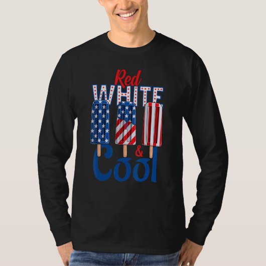 紅白と愛国的なクールポプシクル米国国旗の氷 Tシャツ (正面)