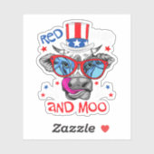 紅白と愛国的モーな農業牛Usa国旗。間隔 シール (シート)