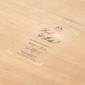 紅白と私は7月4日に愛国心を結婚果たす アクリル招待状 (レイダウン)