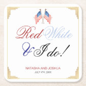 紅白と私は7月4日に愛国心を結婚果たす スクエアペーパーコースター (正面)