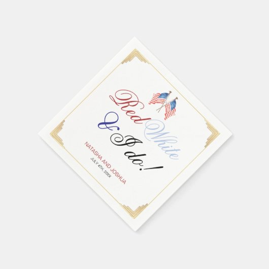 紅白と私は7月4日に愛国心を結婚果たす スタンダードカクテルナプキン (角)