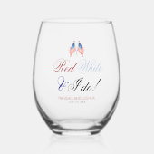 紅白と私は7月4日に愛国心を結婚果たす ステムなしワイングラス (正面)