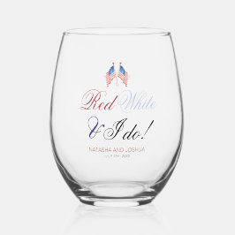 紅白と私は7月4日に愛国心を結婚果たす ステムなしワイングラス