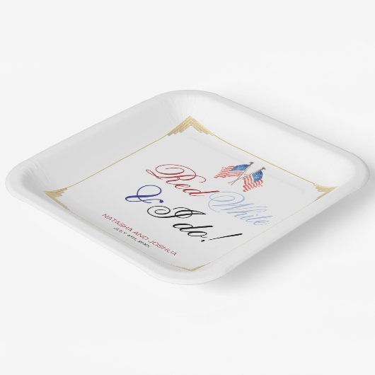 紅白と私は7月4日に愛国心を結婚果たす ペーパープレート (傾斜あり)