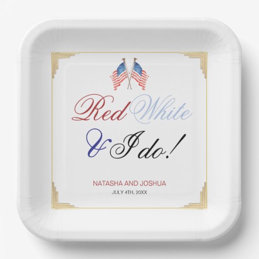 紅白と私は7月4日に愛国心を結婚果たす ペーパープレート (正面)
