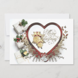 紅白と緑のメリモダンークビクトリアンリスマス シーズンカード