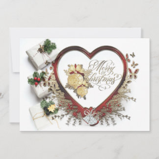 紅白と緑のメリモダンークビクトリアンリスマス シーズンカード