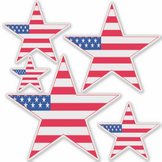 紅白と青のアメリカ国旗の星 シール (正面)