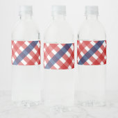 紅白と青のギンガムプレイド ペットボトルラベル (ボトル)
