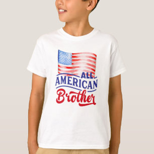 紅白と青の国旗オールアメリカンブラザー Tシャツ