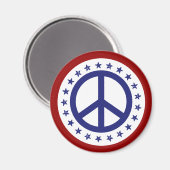 紅白と青の平和のサインと星 マグネット (正面/裏面)