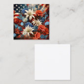 紅白と青の愛国心フローラ芸術 スクエア名刺 (正面/裏面)