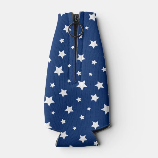 紅白と青の愛国的な星群モノグラム ボトルクーラー (裏面)