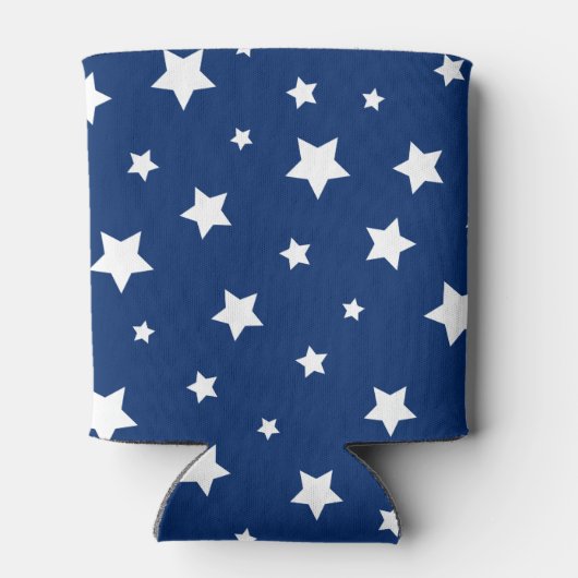 紅白と青の愛国的な星群モノグラム 缶クーラー (裏面)