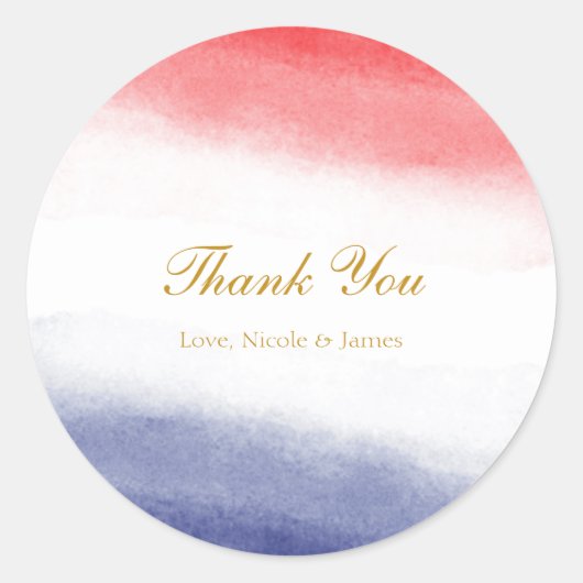 紅白と青の水の色の愛国党の好意 ラウンドシール (正面)