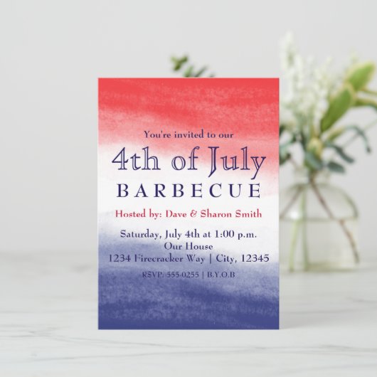 紅白と青の水の色の愛国的招待状 招待状 (スタンド正面)