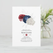 紅白と青の7月4日カップルのシャワー 招待状 (スタンド正面)