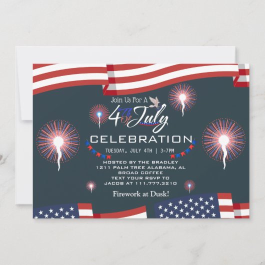 紅白と青愛国花火 招待状 (正面)