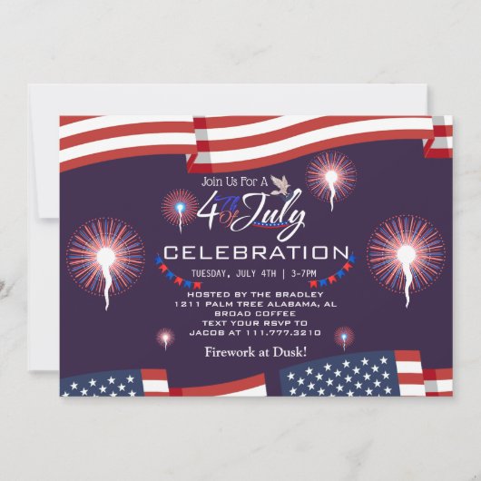 紅白と青愛国花火 招待状 (正面)