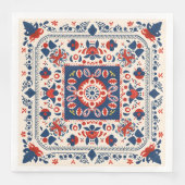 紅白と青bohoシックな幾何学的フォークアート (正面)