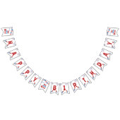 紅白と2つの誕生日パーティバナー バンティングフラッグ (全)
