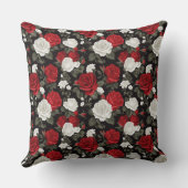 紅白のバラの花のパターン クッション (裏面)