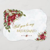 紅白のポインセチアお前は俺の花嫁になる 招待状 (正面/裏面)