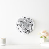 紅白の二匹のキリン ラウンド壁時計 (ホーム)