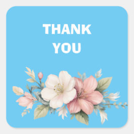 紅白の感謝してい花よ結婚 スクエアシール