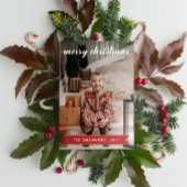 紅白の書道メリークリスマスフォト シーズンカード