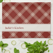 紅白の格子縞 キッチンタオル (折り畳み)